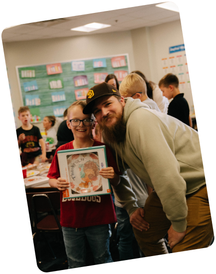 lincoln dad with his son at school