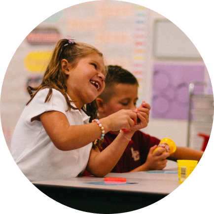 students playing with play dough